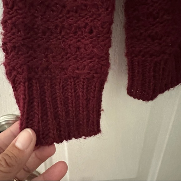 Lauren Ralph Lauren Pointelle Crewneck Sweater alpaca Wool Claret Medium - Picture 3 of 7